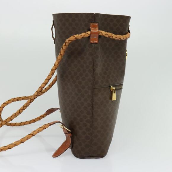 CELINE Macadam Canvas Backpack Pvc Leather Brown Gold - Picture 5 of 12